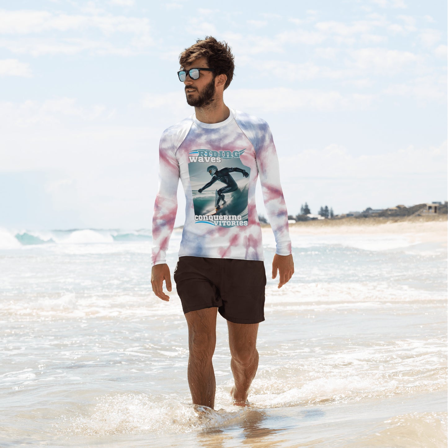 Prosthetic Ridding Waves Men's Rash Guard