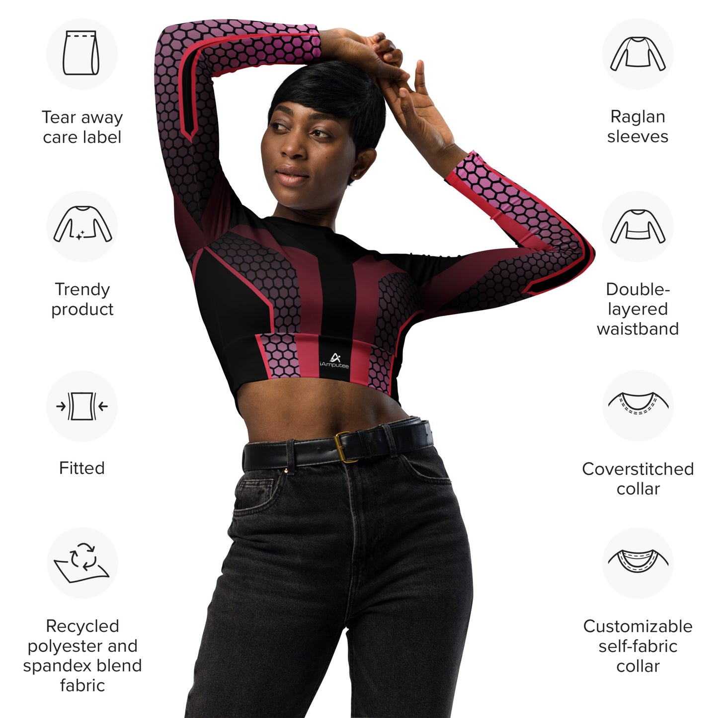 iAmputee long-sleeve crop top