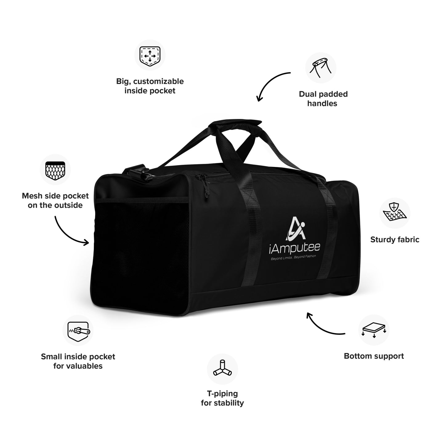 iAmputee Black Duffle bag