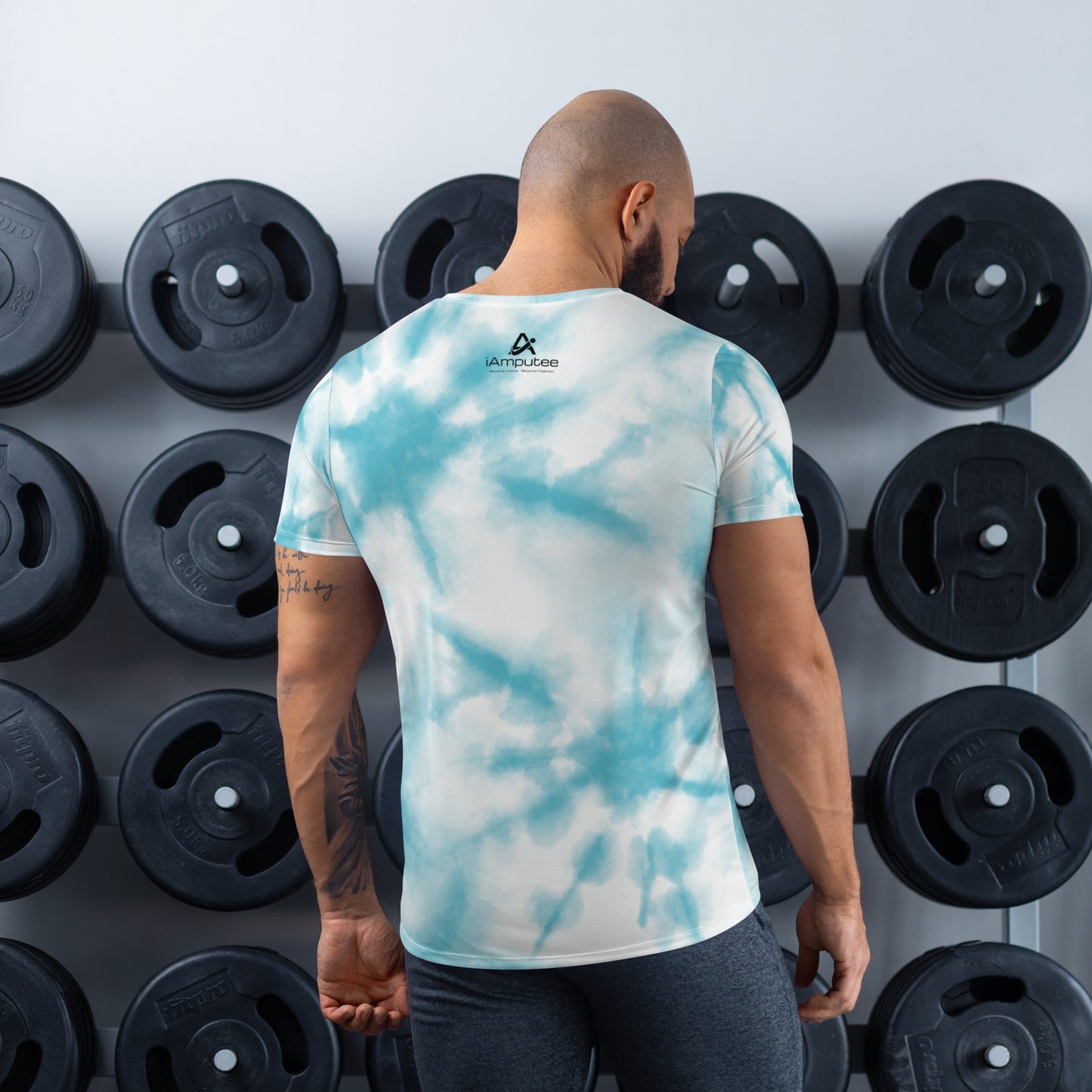 Ridding the Waves on Prosthetics Men's Athletic T-shirt