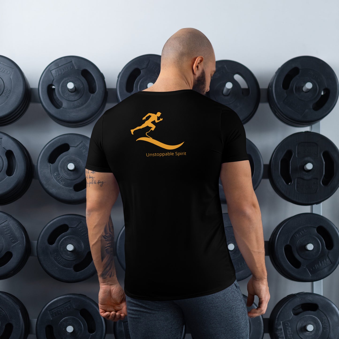 iAmputee Black & Orange Men's Athletic T-shirt