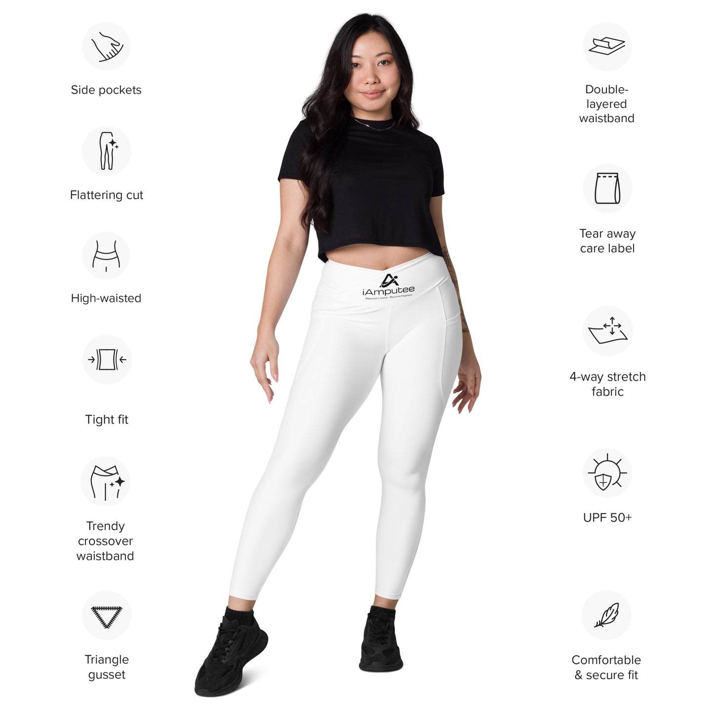 iAmputee Leggings cruzados con bolsillos