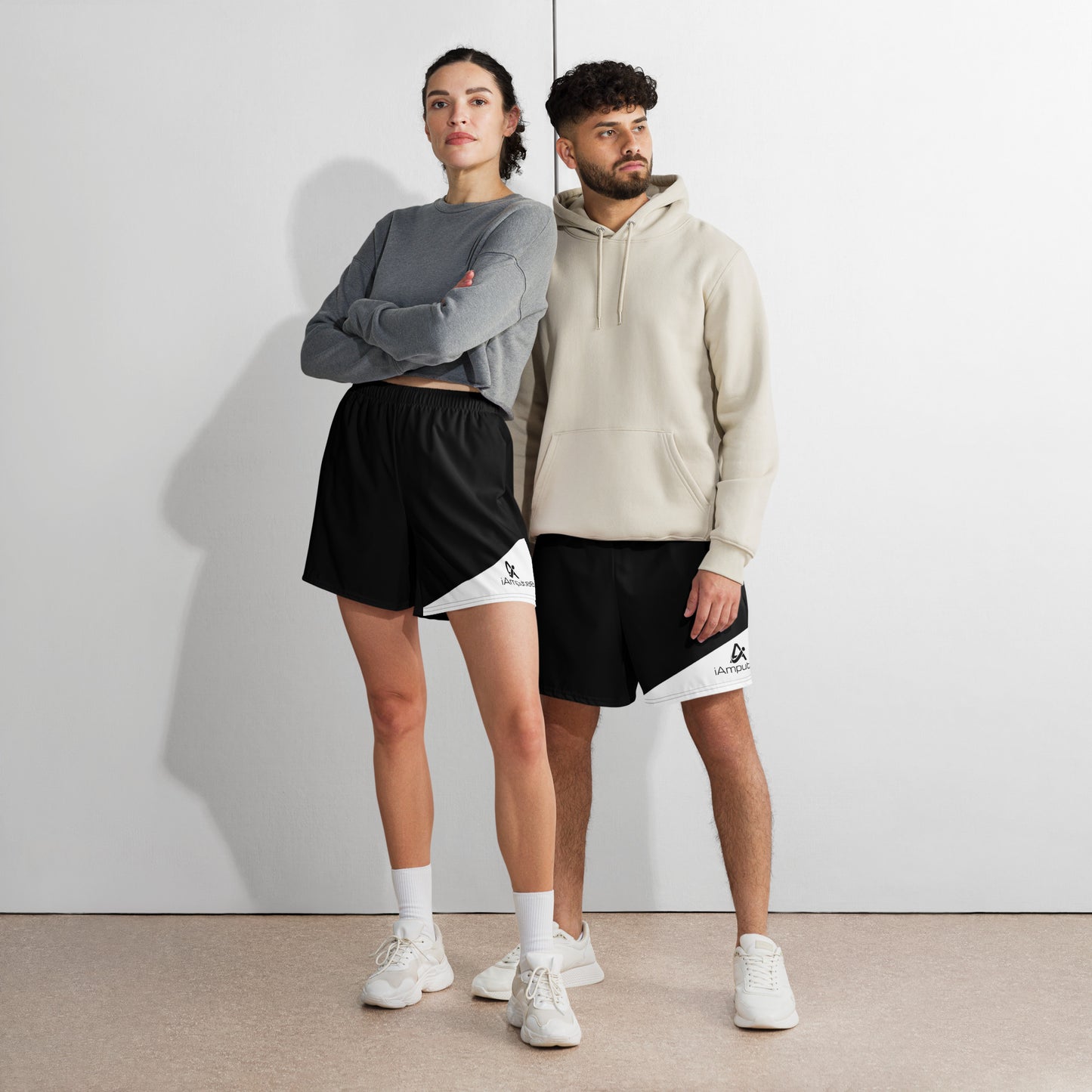 iAmputee Black & White Unisex Athletic Long Shorts