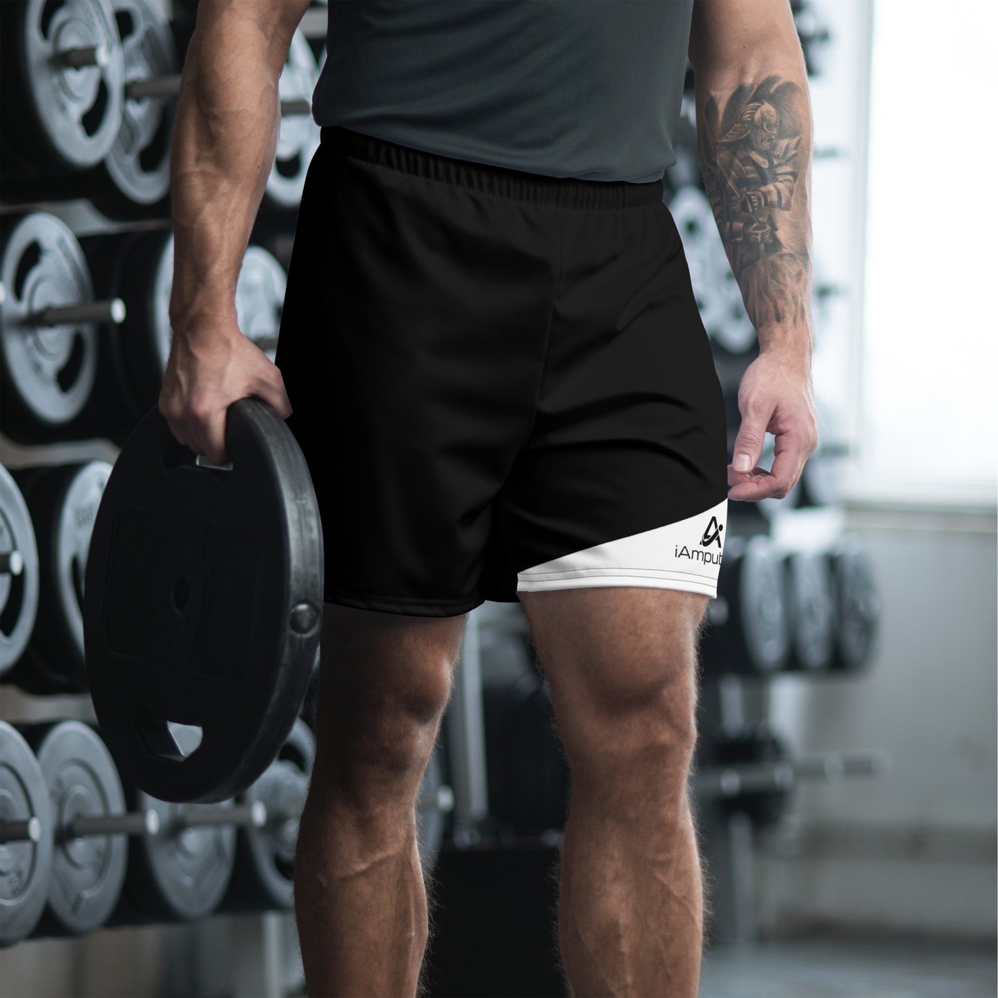 iAmputee Black & White Unisex Athletic Long Shorts