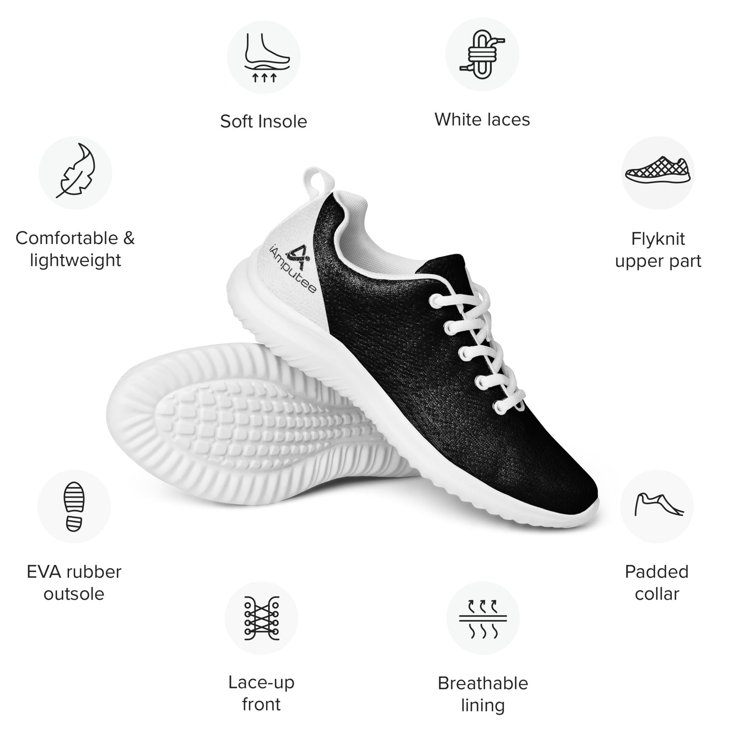 iAmputee Black & White Men’s athletic shoes