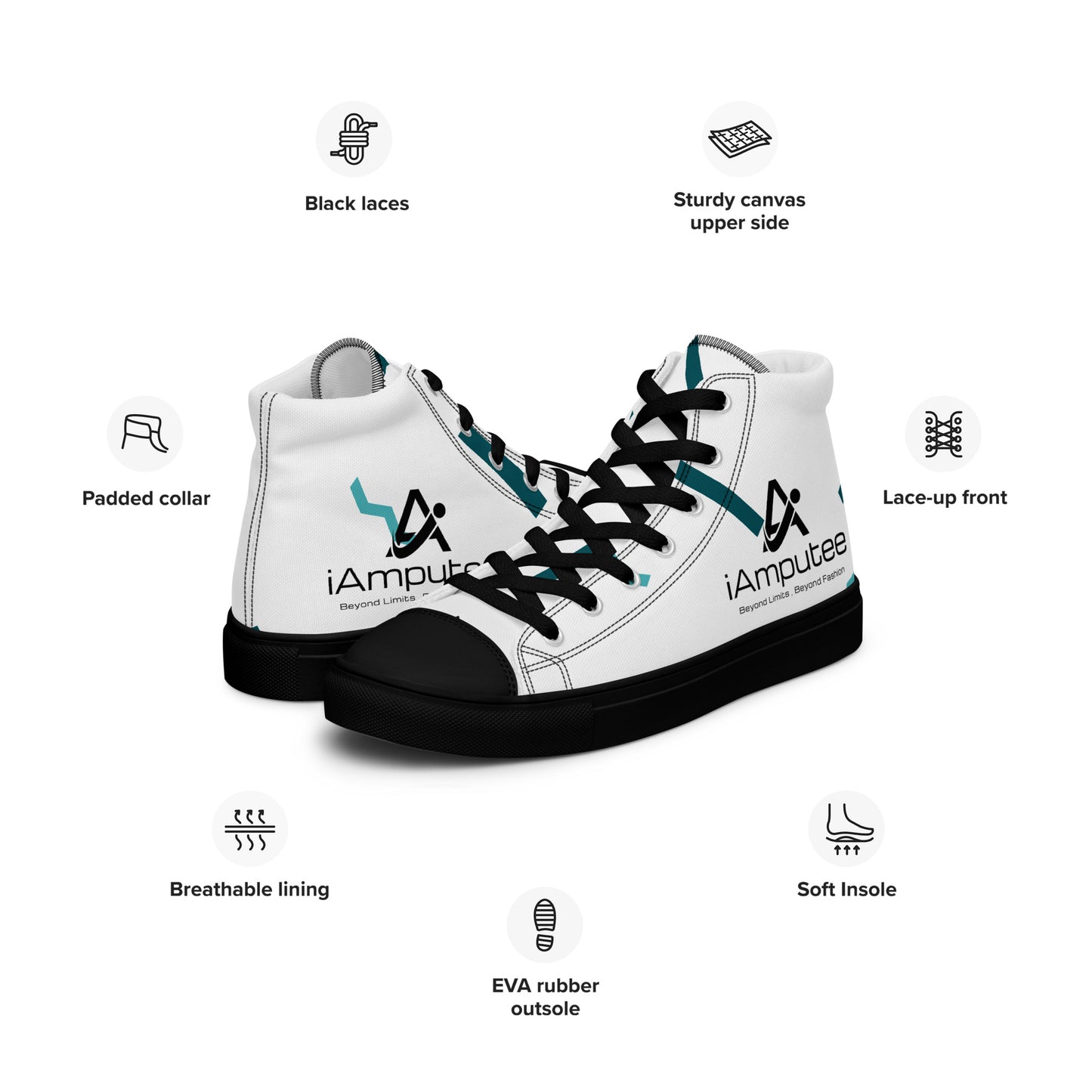 iAmputee Men’s high top canvas shoes