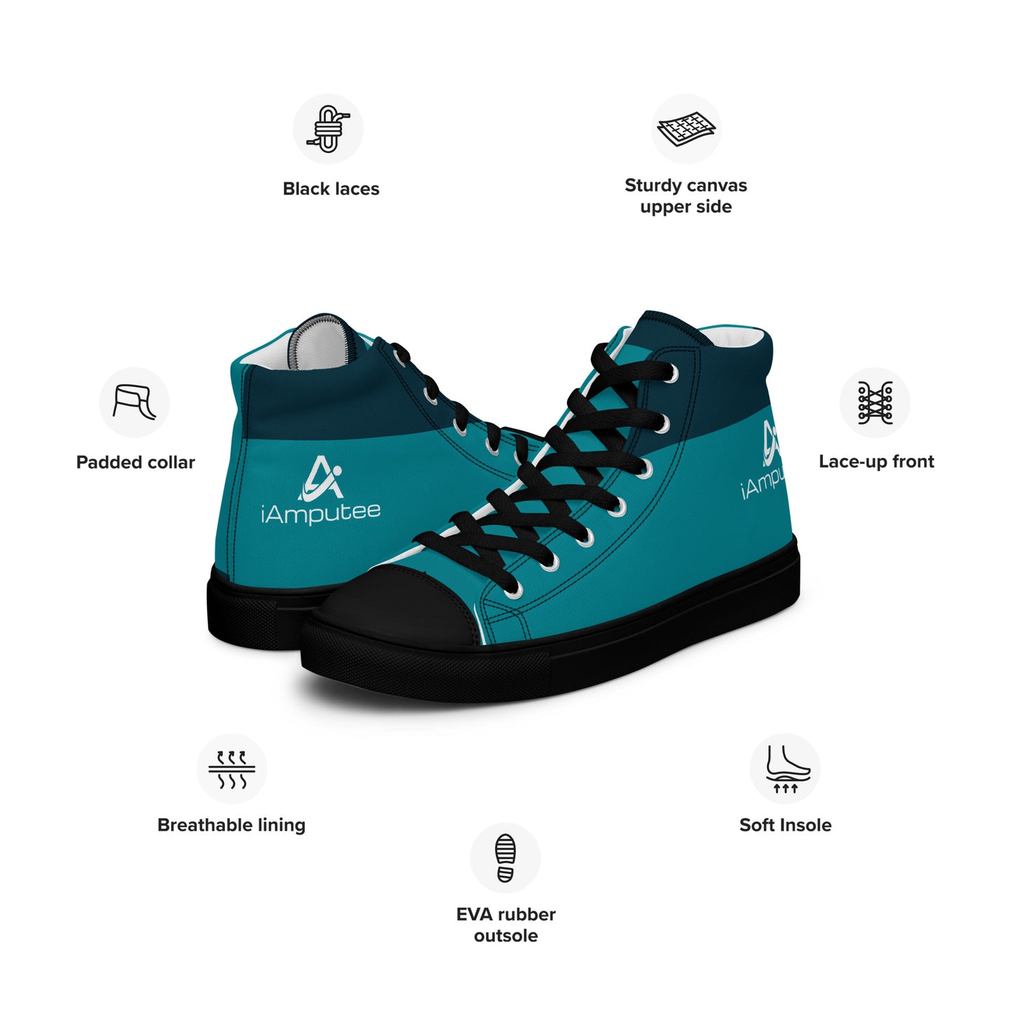 iAmputee Men’s high top canvas shoes