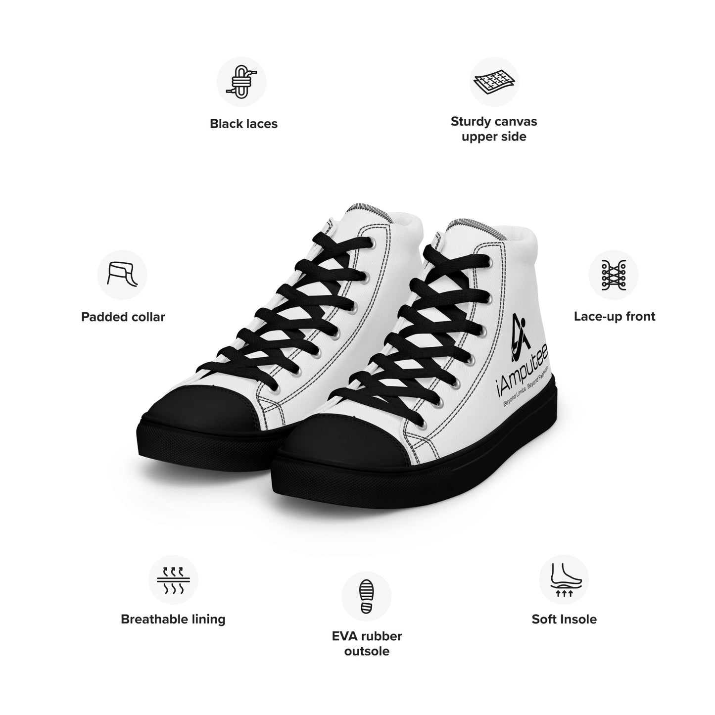 iAmputee Zapatos de lona altos para hombre