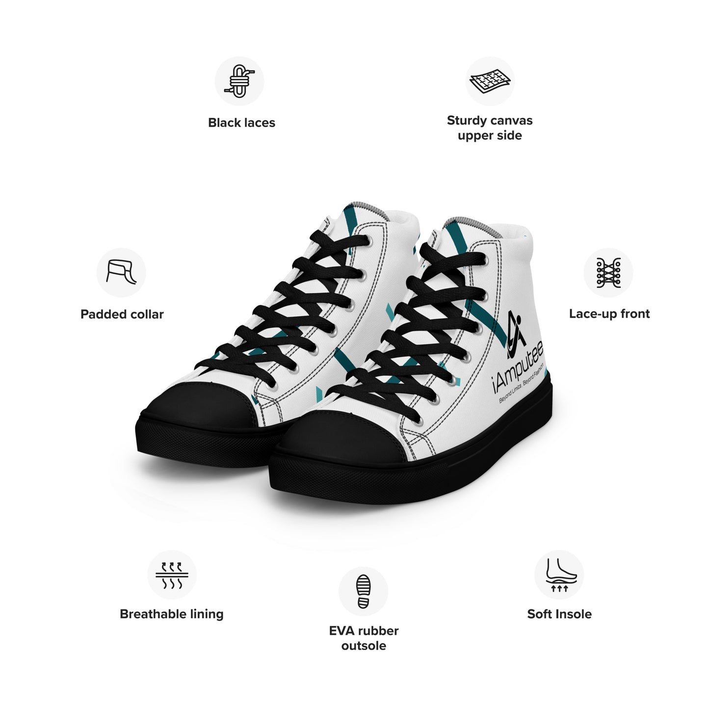 iAmputee Men’s high top canvas shoes