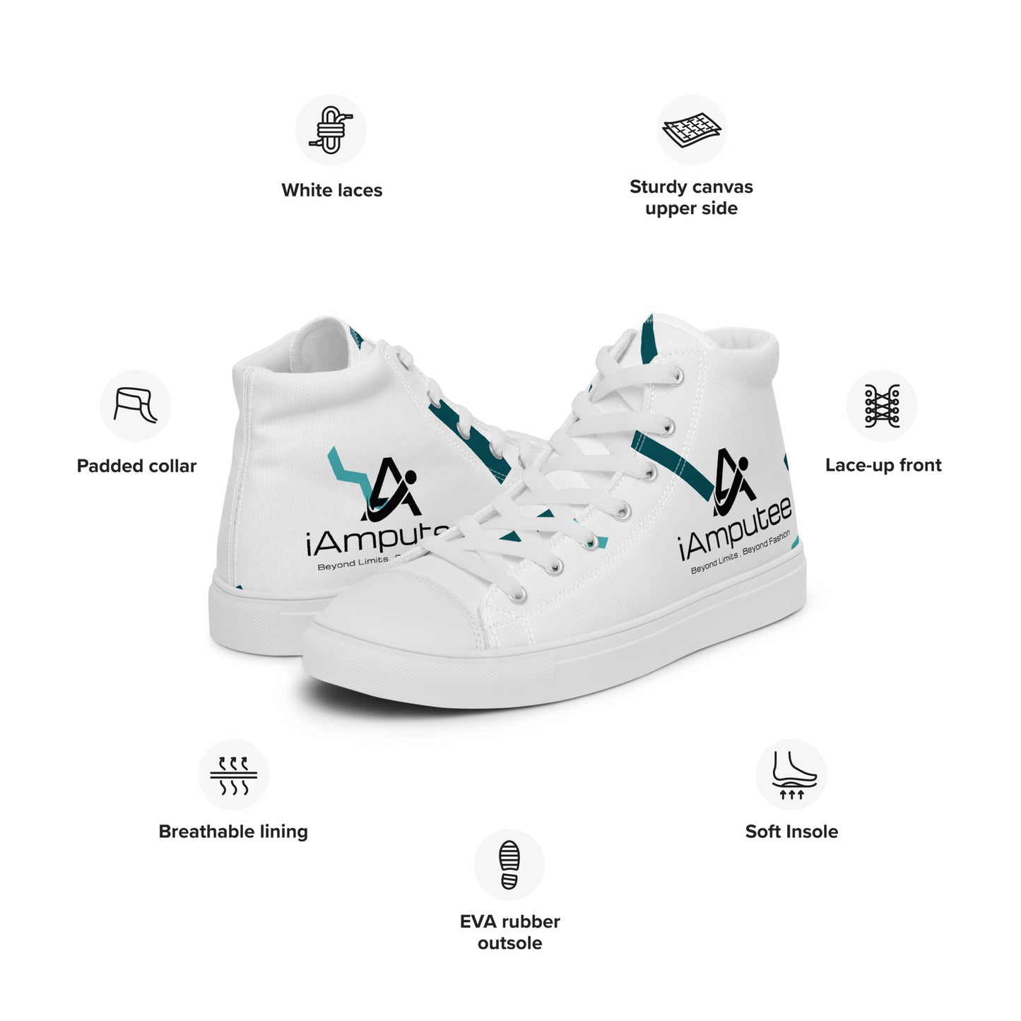 iAmputee Men’s high top canvas shoes