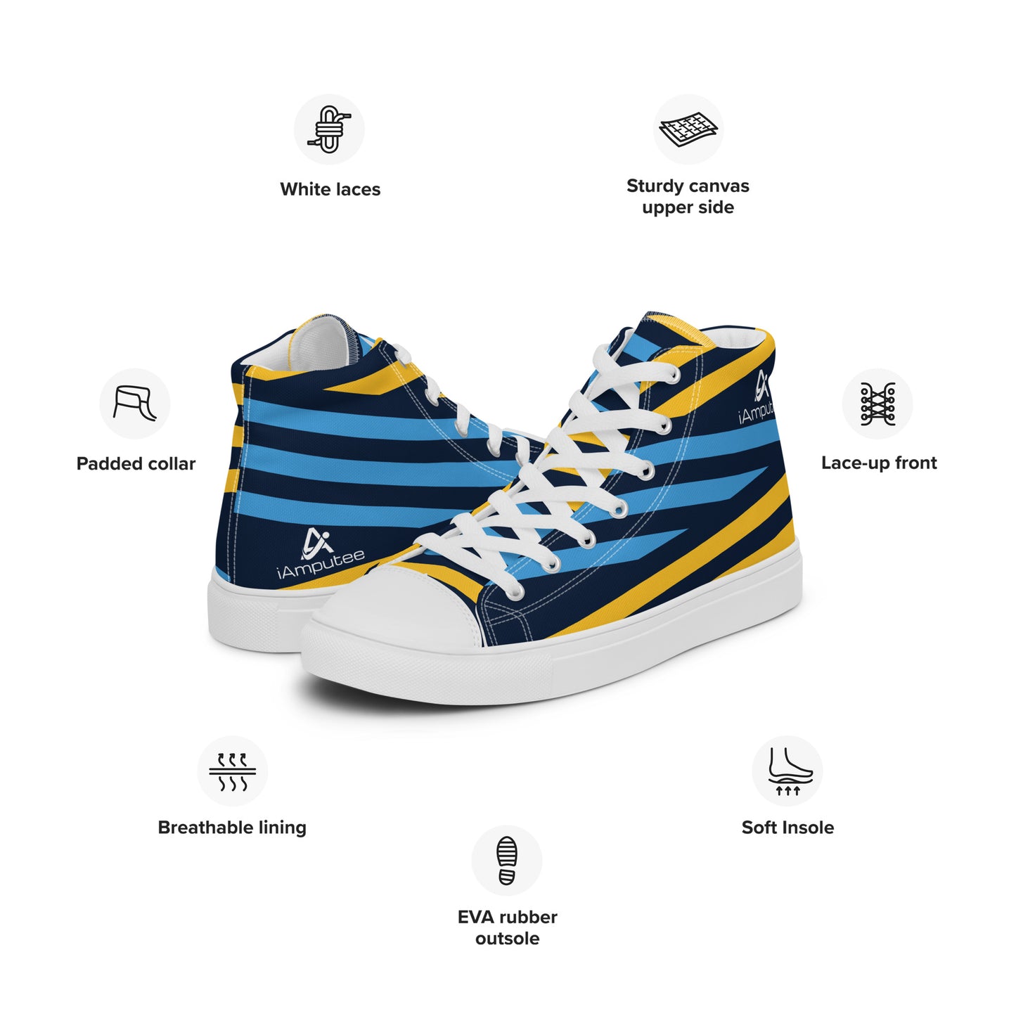 Sapatos masculinos de lona de cano alto iAmputee Streetwear