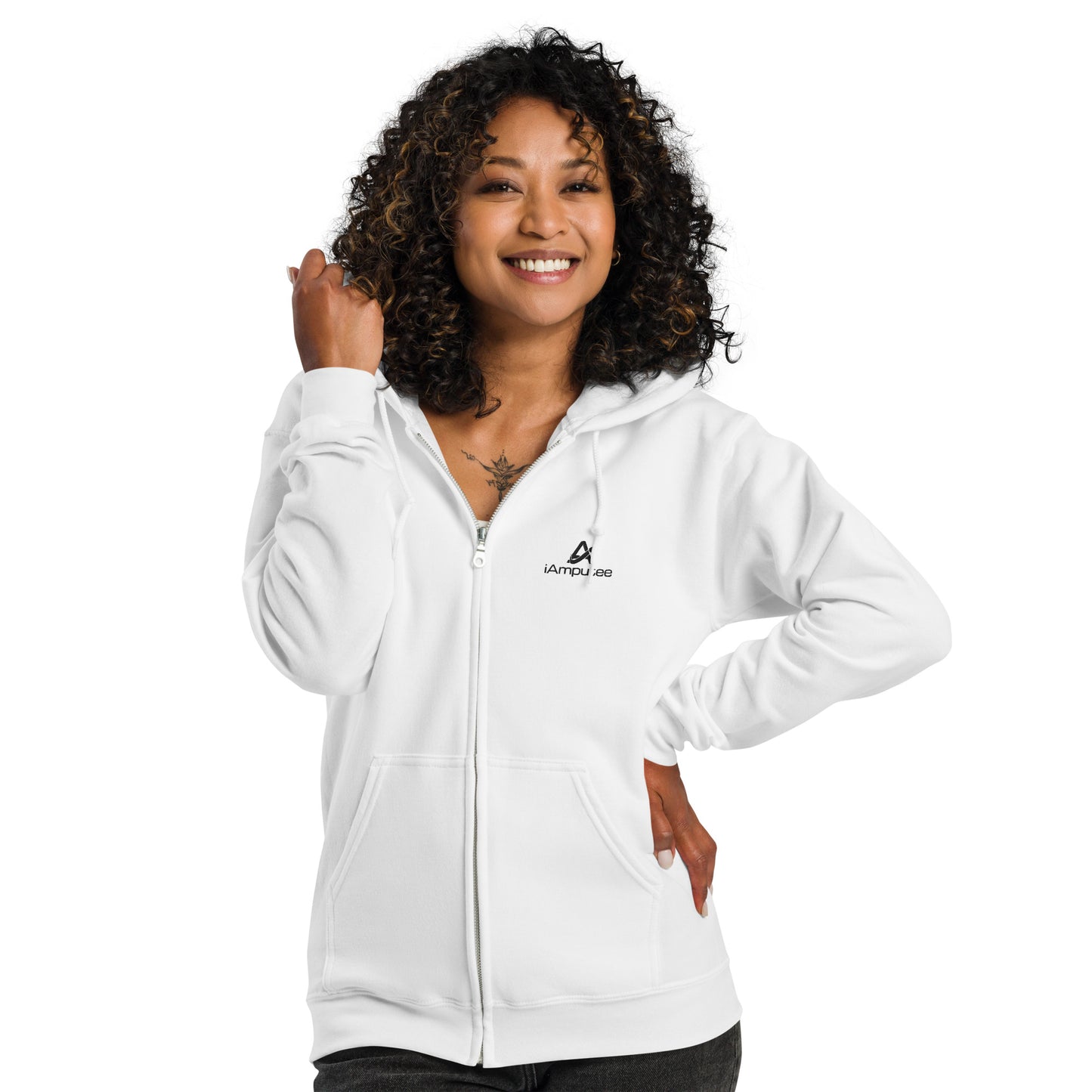 iAmputee Sudadera con capucha y cremallera de mezcla pesada unisex