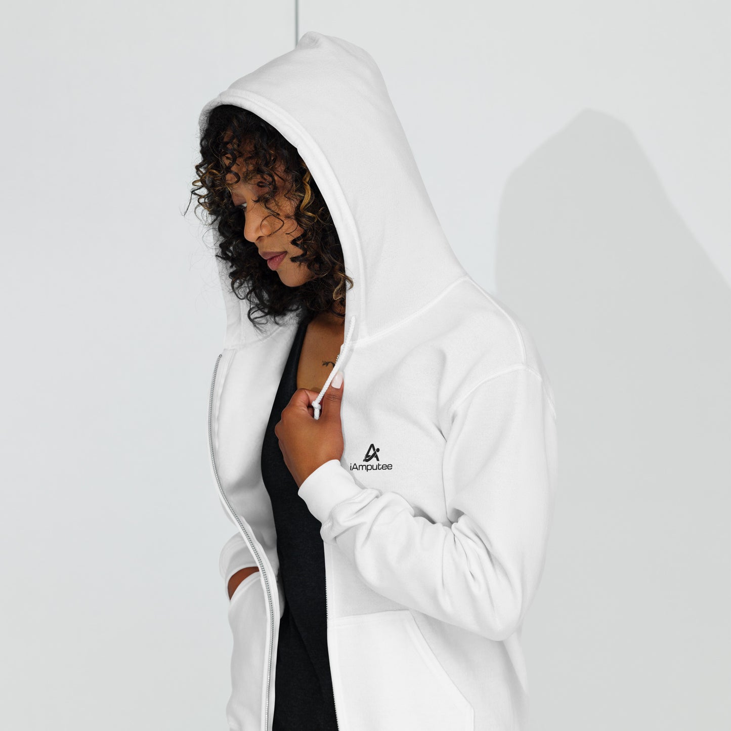 iAmputee Sudadera con capucha y cremallera de mezcla pesada unisex